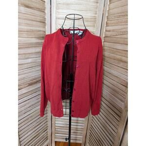 Appleseeds Women’s Size Small Petite Deep red Button Front Long Sleeve Sweater